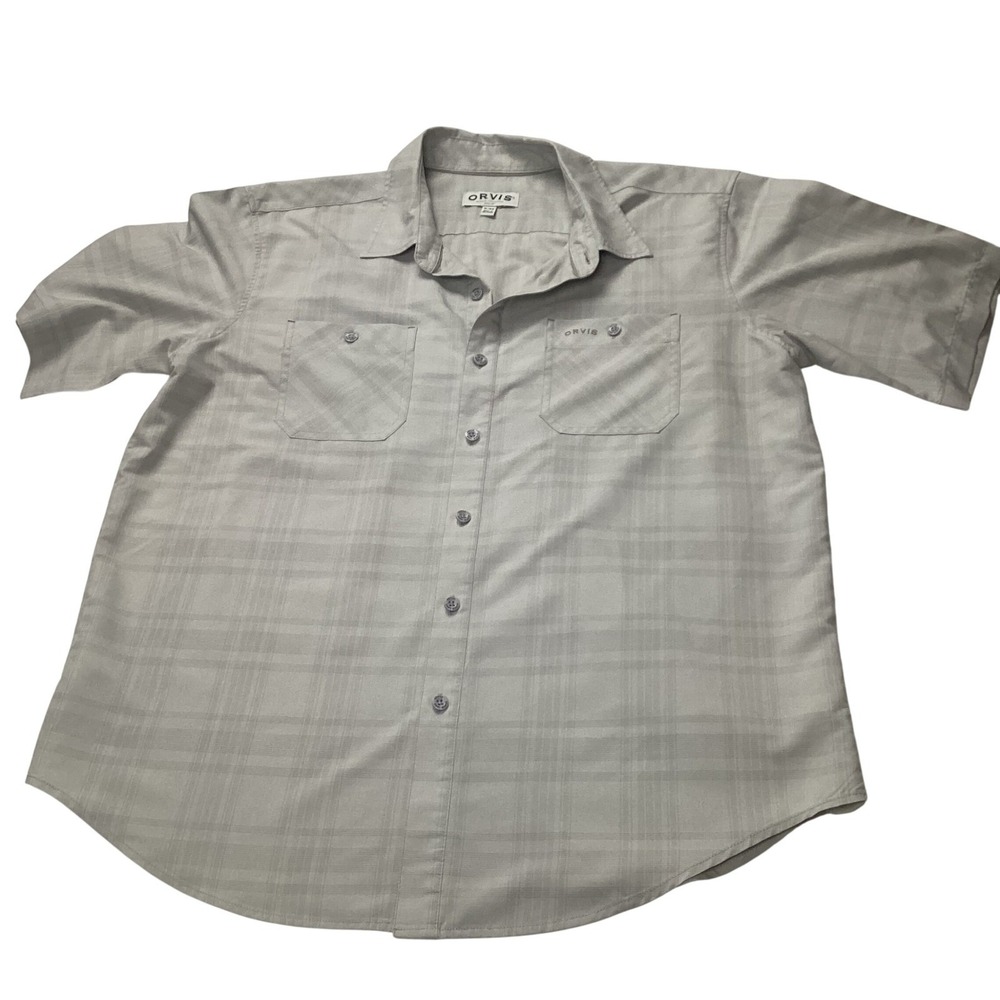 ORVIS‎ Mens Plaid Short Sleeve Button Up Shirt Classic Collection XL EG Grey